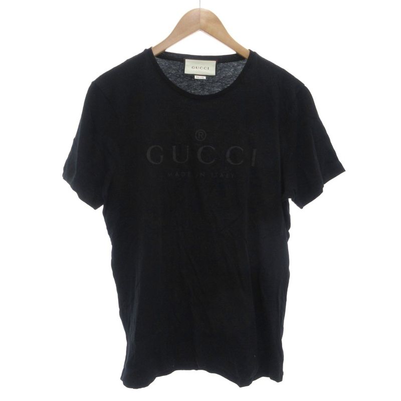 Gucci Tonal Logo Tee T-Shirt Short Sleeve Crew Neck Front Print L Black