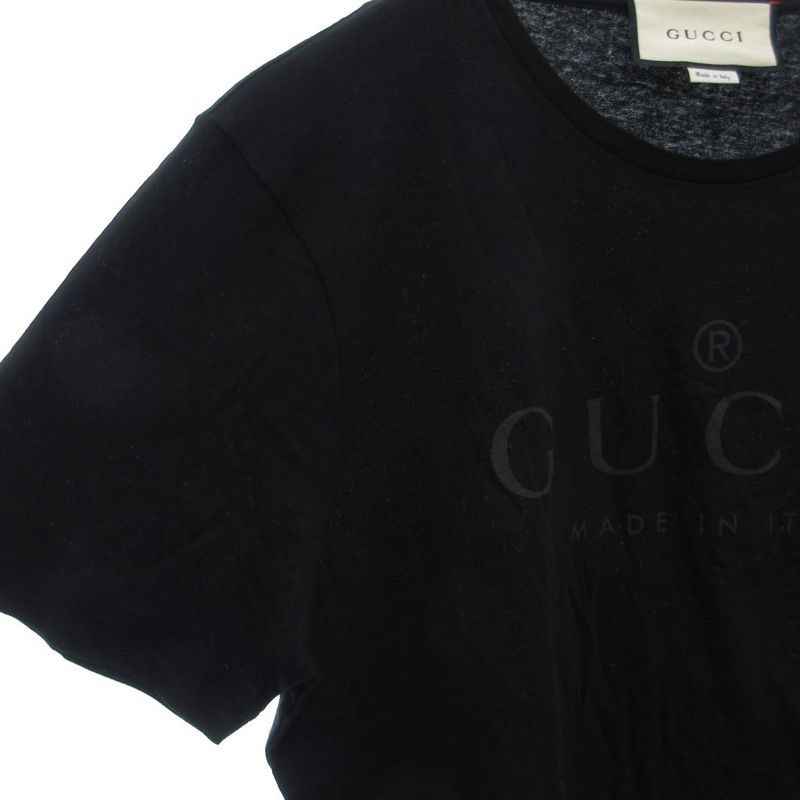 Gucci Tonal Logo Tee T-Shirt Short Sleeve Crew Neck Front Print L Black