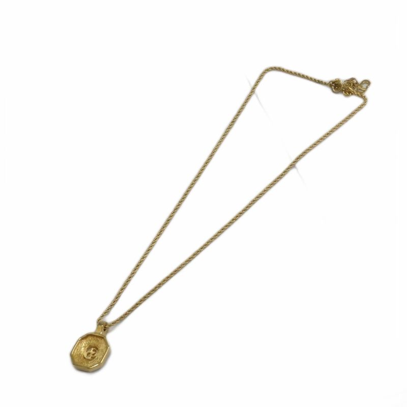 Dior Necklace Pendant Logo Rhinestone Gold
