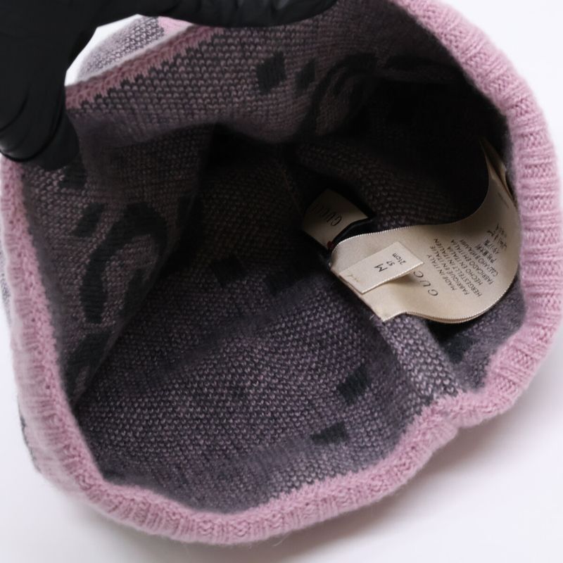 Gucci GG Logo Cashmere Knit Hat M 57