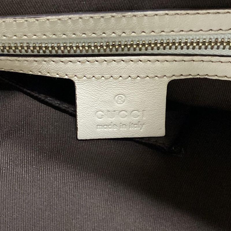 Gucci Tote GG Pattern Beige Dark Brown White Leather