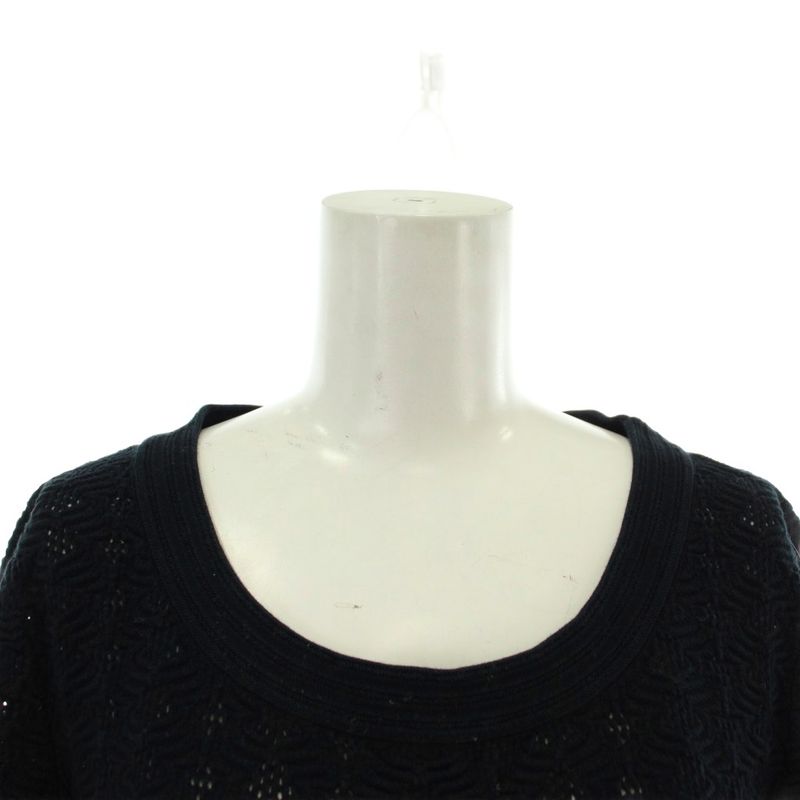 Chanel Dress Knit 3/4 Sleeve Knee Length CC Logo 36 S Black