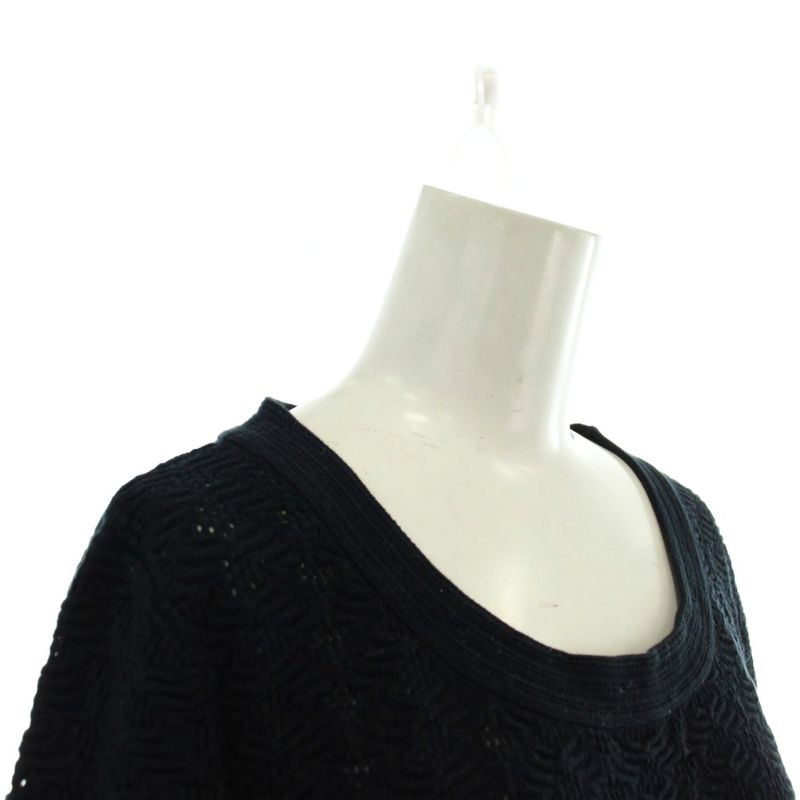 Chanel Dress Knit 3/4 Sleeve Knee Length CC Logo 36 S Black