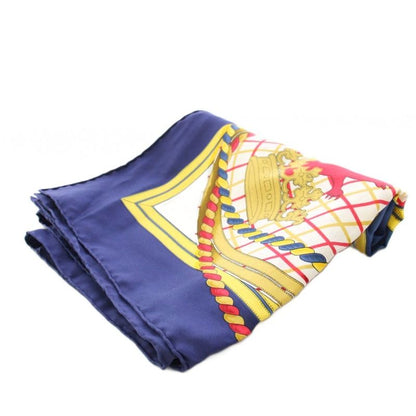 Hermes Carre 90 Grande Tenue Horse Formal Wear Scarf All Over Pattern Logo Navy