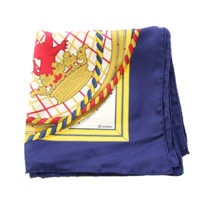 Hermes Carre 90 Grande Tenue Horse Formal Wear Scarf All Over Pattern Logo Navy