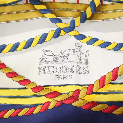 Hermes Carre 90 Grande Tenue Horse Formal Wear Scarf All Over Pattern Logo Navy