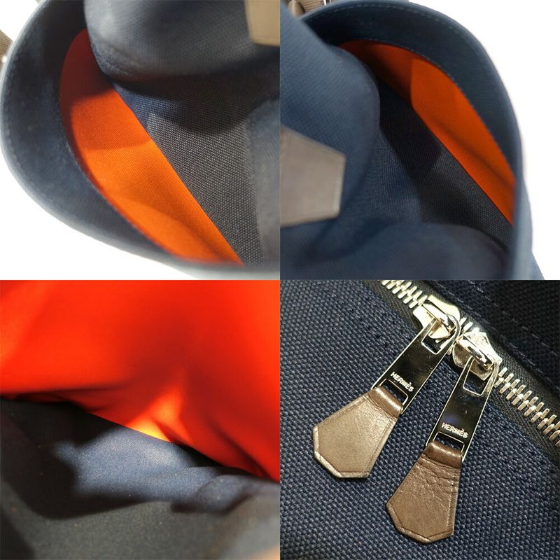 Hermes Sac Depan Sage Gourme Toile Navy Backpack