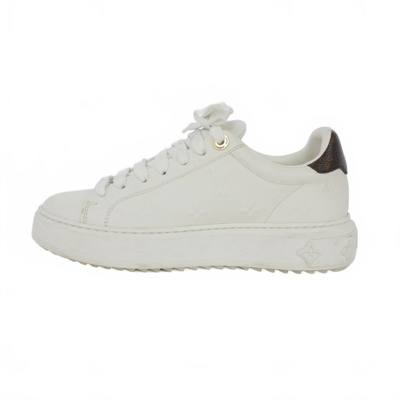 Louis Vuitton Time Out Line Monogram Sneakers Shoes 35.5 White
