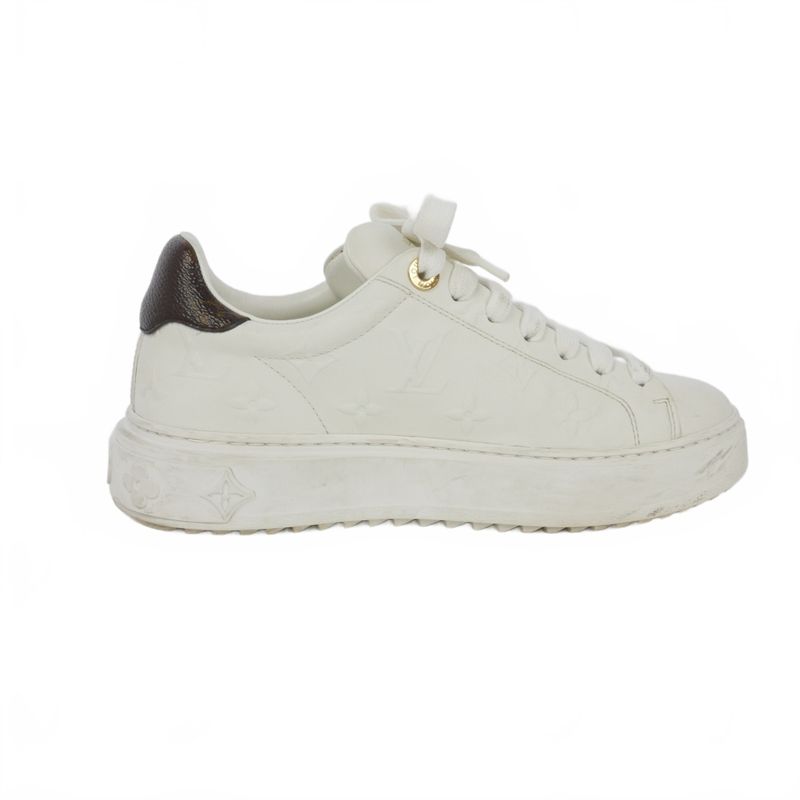 Louis Vuitton Time Out Line Monogram Sneakers Shoes 35.5 White