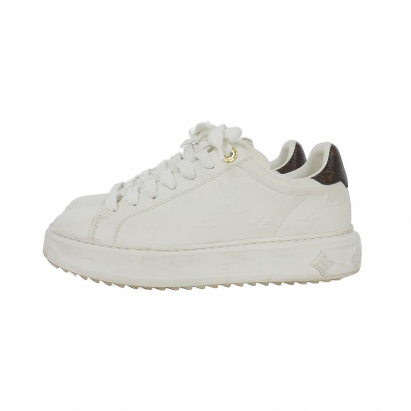 Louis Vuitton Time Out Line Monogram Sneakers Shoes 35.5 White