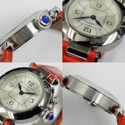 Cartier Miss Pasha Silver Dial SS Quartz Watch Polished