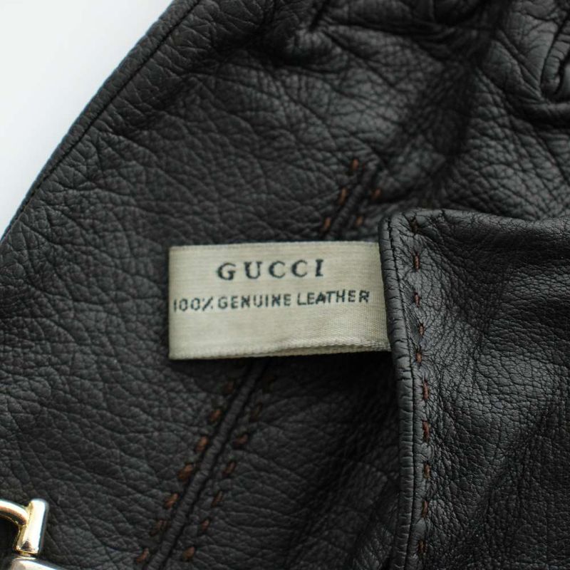 Gucci Gloves 5 Fingers Leather Horsebit Gold Black