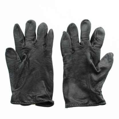 Gucci Gloves 5 Fingers Leather Horsebit Gold Black