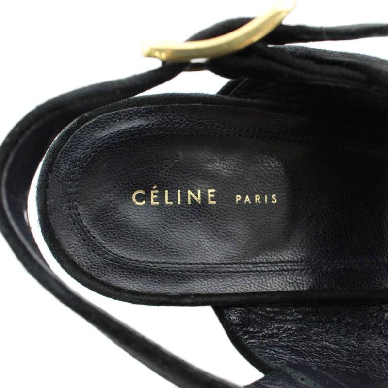 Celine Phoebe Philo Era Sandals Suede Open Toe Chunky Heel Ankle Strap 36