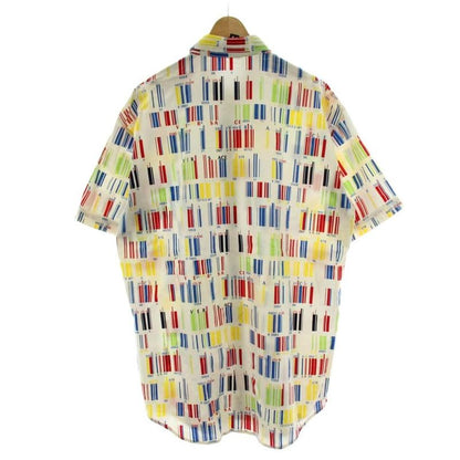 Versace Jeans Couture Shirt L White Multicolor Short Sleeve Barcode Pattern