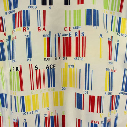 Versace Jeans Couture Shirt L White Multicolor Short Sleeve Barcode Pattern