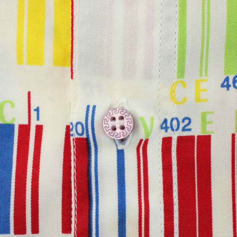 Versace Jeans Couture Shirt L White Multicolor Short Sleeve Barcode Pattern