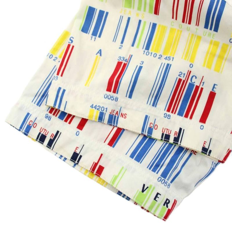 Versace Jeans Couture Shirt L White Multicolor Short Sleeve Barcode Pattern