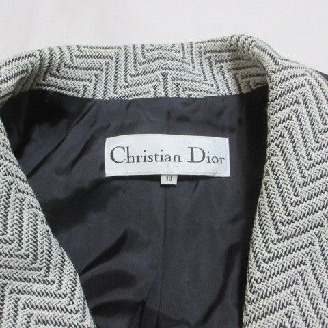Dior Vintage T-Shirt Jacket Chevron Stripe Fully Lined Wool Large