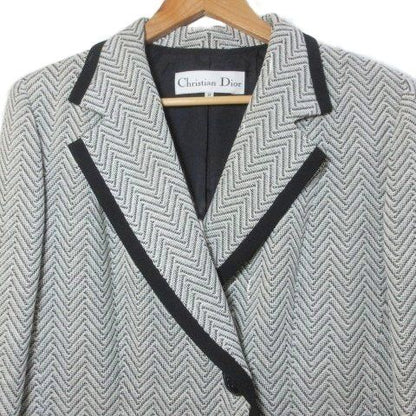 Dior Vintage T-Shirt Jacket Chevron Stripe Fully Lined Wool Large