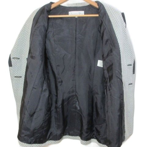 Dior Vintage T-Shirt Jacket Chevron Stripe Fully Lined Wool Large