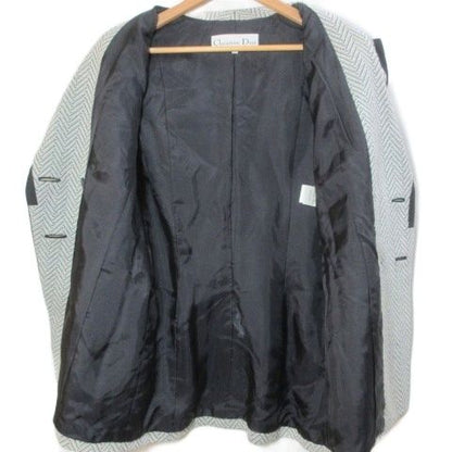 Dior Vintage T-Shirt Jacket Chevron Stripe Fully Lined Wool Large