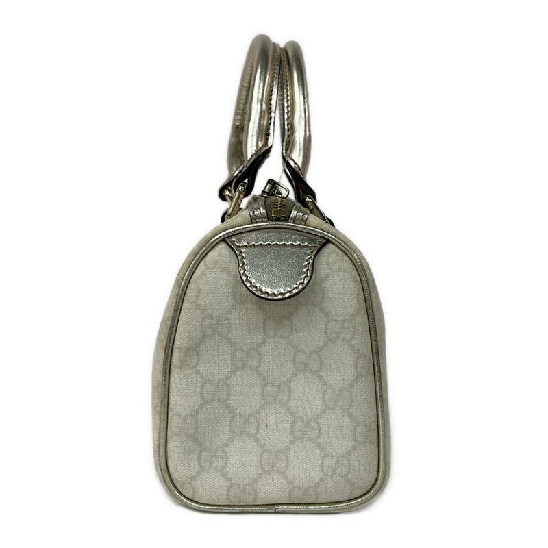 Gucci Handbag GG Plus Supreme Ivory Gold Mini Boston Leather