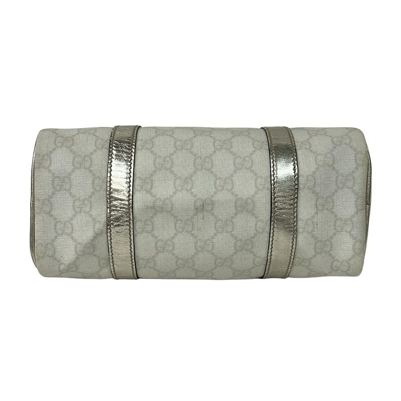 Gucci Handbag GG Plus Supreme Ivory Gold Mini Boston Leather