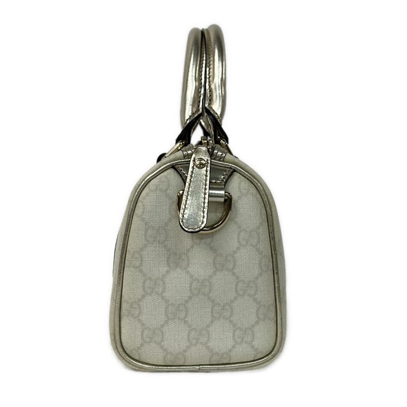 Gucci Handbag GG Plus Supreme Ivory Gold Mini Boston Leather