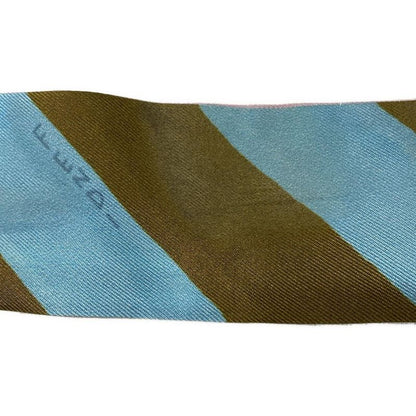 Fendi Scarf Light Blue Pink Multi Ribbon Floral Pattern Silk