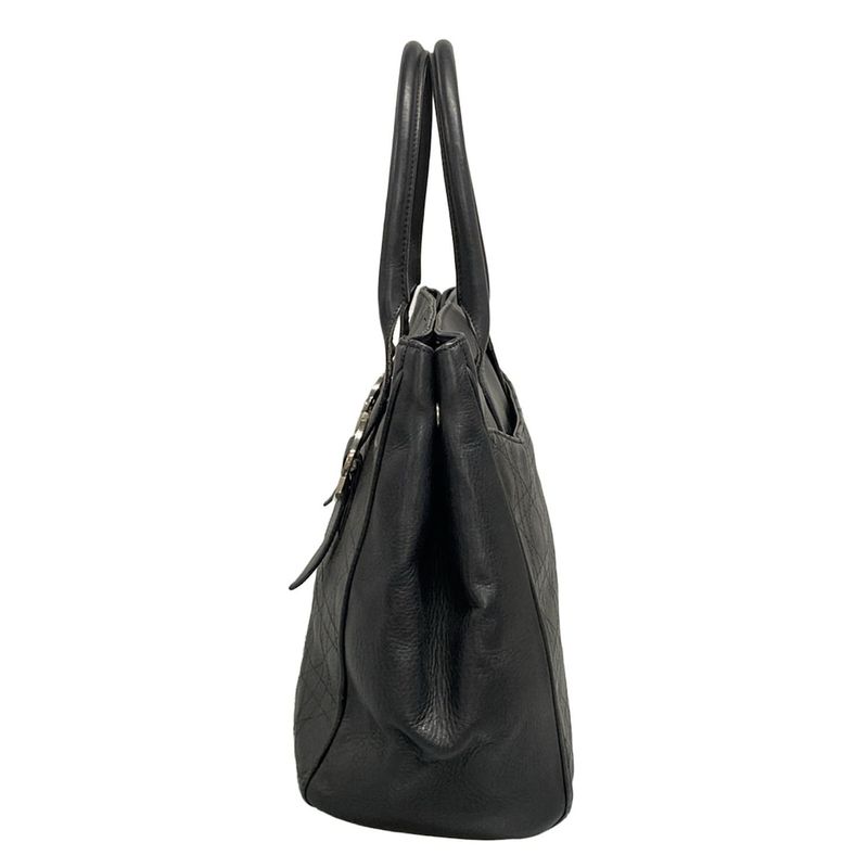 Dior Tote Cannage Stitch Black D Buckle Leather