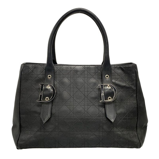 Dior Tote Cannage Stitch Black D Buckle Leather