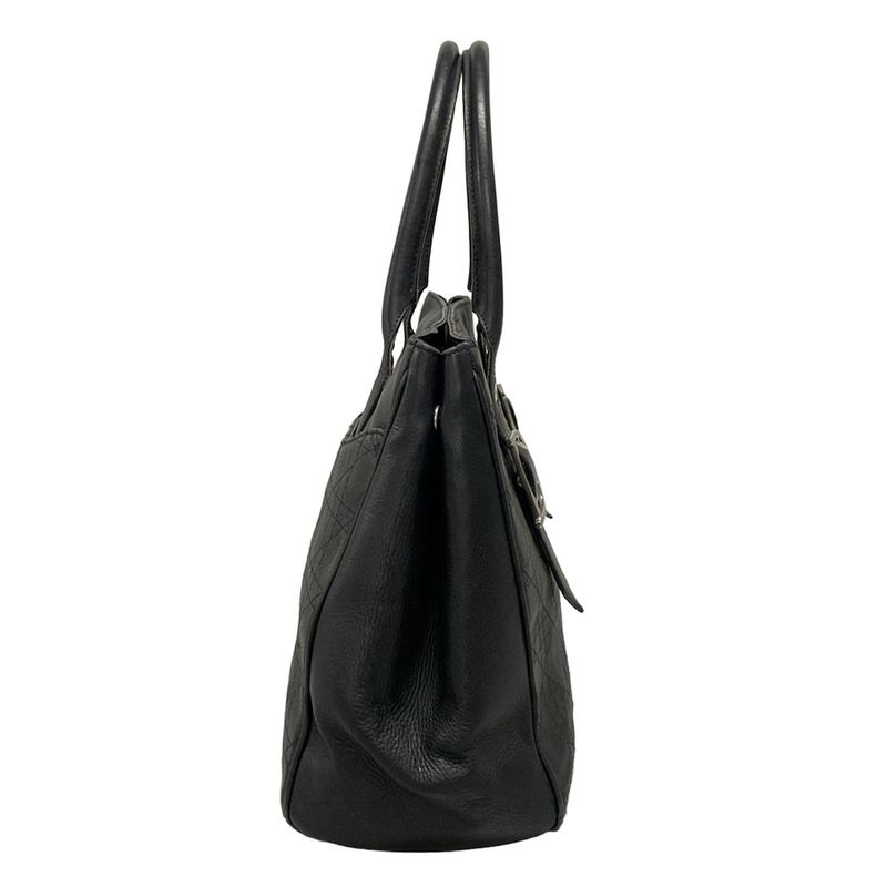 Dior Tote Cannage Stitch Black D Buckle Leather