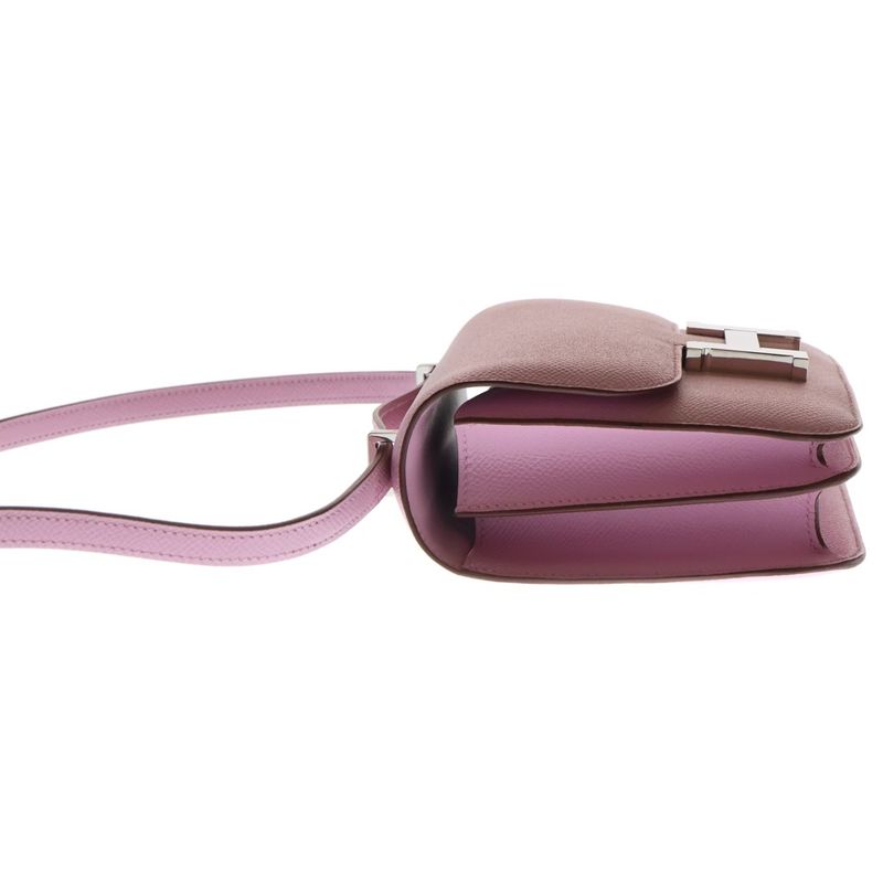 Hermes Constance Mini Mauve Silvestre Epsom Shoulder Bag Silver