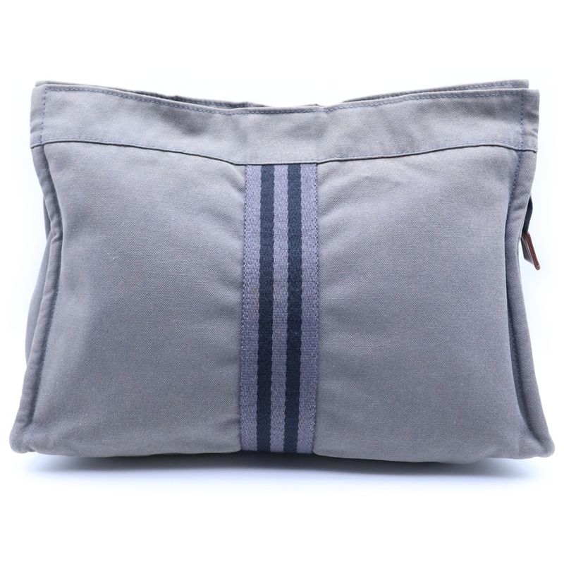 Hermes Fourre Tout Canvas Clutch Gray