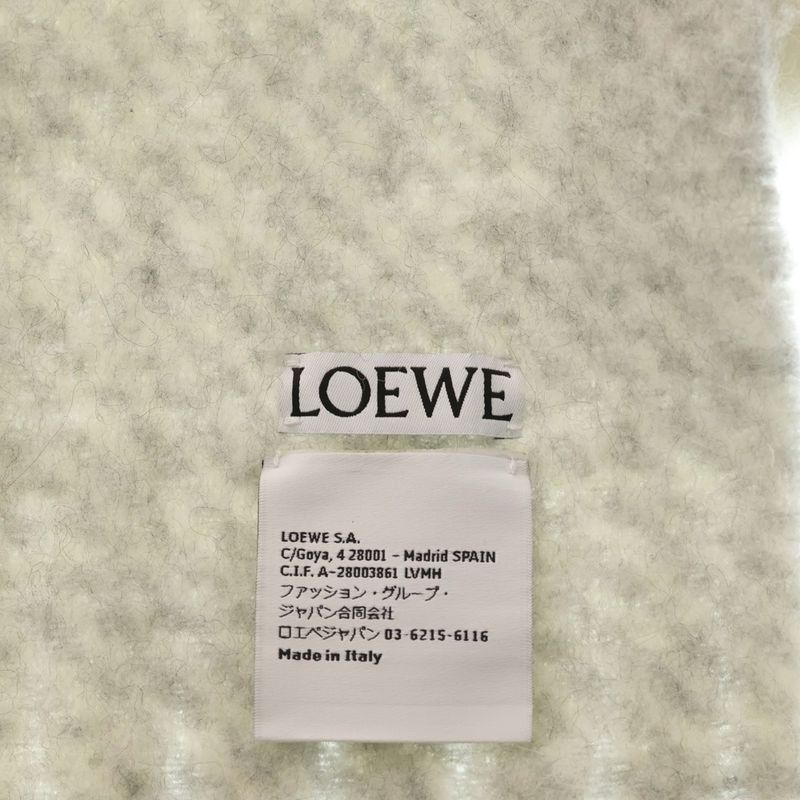 Loewe Wool Alpaca Blend Scarf White Gray