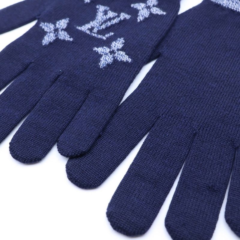 Louis Vuitton Monogram Stripes Glove Navy Wool Gloves