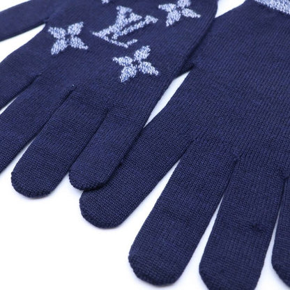Louis Vuitton Monogram Stripes Glove Navy Wool Gloves