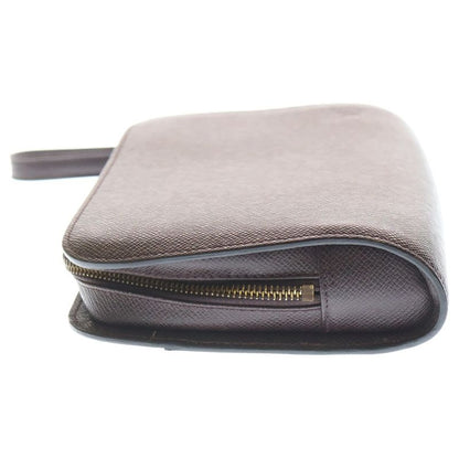 Louis Vuitton Taiga Baikal Grizzly Gold Leather Clutch Brown