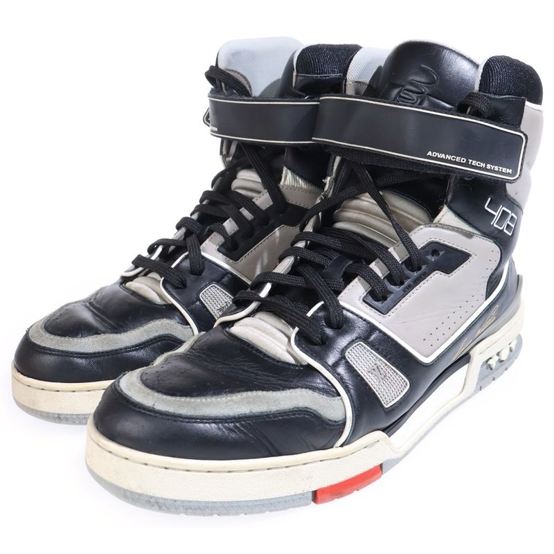 Louis Vuitton LV High Top Trainer Cut Sneakers Gray Black