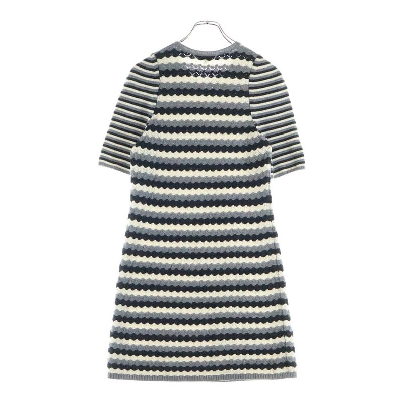 Chanel Cashmere Border Short Sleeve Dress Gray