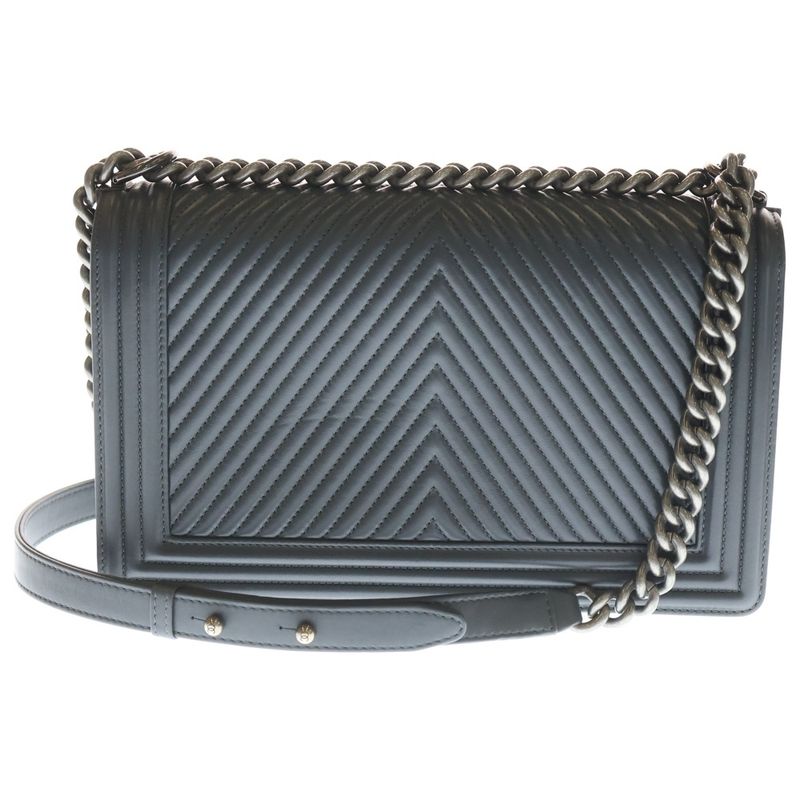 Chanel 28 Stitch Gray Lambskin Shoulder Bag