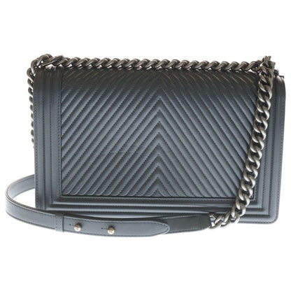 Chanel 28 Stitch Gray Lambskin Shoulder Bag