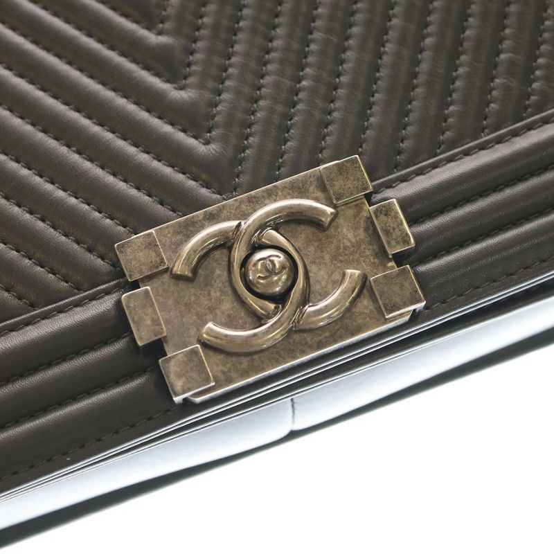 Chanel 28 Stitch Gray Lambskin Shoulder Bag