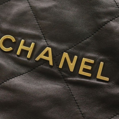 Chanel 22 Large Backpack Black Shiny Calf Gold