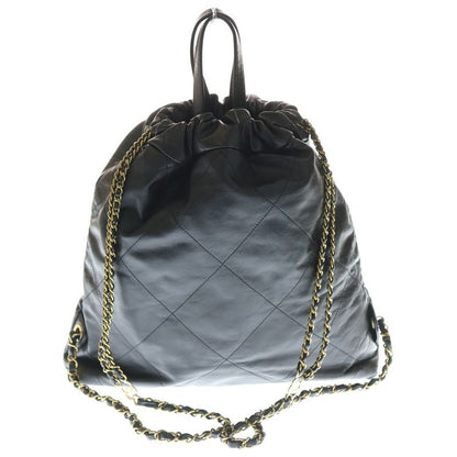 Chanel 22 Large Backpack Black Shiny Calf Gold