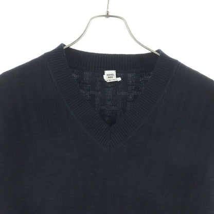 Hermes Pattern V-neck Knit Vest Black