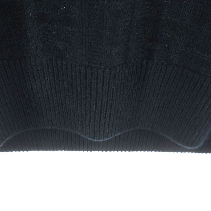 Hermes Pattern V-neck Knit Vest Black