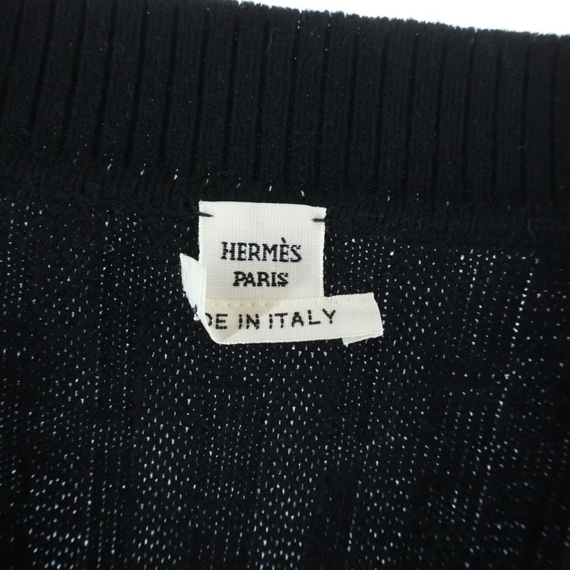 Hermes Pattern V-neck Knit Vest Black