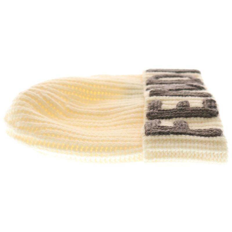Fendi Front Logo Knit Cap Ivory